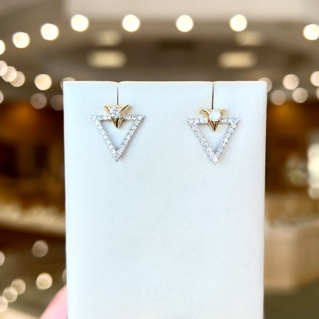 14K Yellow & White Gold 0.50ct Diamond Double Triangle Stud Earrings. Bichsel Jewelry in Sedalia, MO. Shop diamond styles online or in-store today!