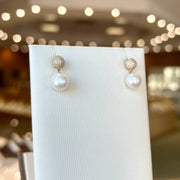 14K Yellow Gold 0.55ct Round Diamond Pavé Pearl Drop Dangle Earrings. Bichsel Jewelry in Sedalia, MO. Shop online or in-store today! 