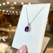 Sterling Silver Amethyst Pendant with Diamond Accents