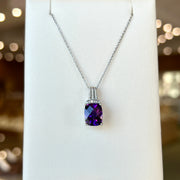 Sterling Silver Amethyst Pendant with Diamond Accents