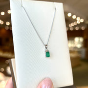 14K White Gold 0.50ct Emerald Gemstone Necklace with Art Deco-Inspired Diamond Accents. Bichsel Jewelry in Sedalia, MO. Shop online or in-store today!