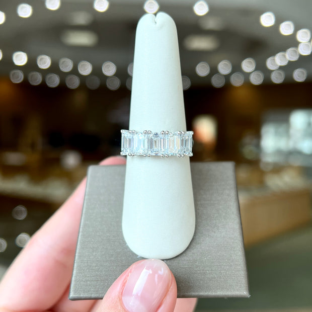 14K White Gold 3.50ct Five Stone Emerald Cut Lab Grown Diamond Band. Bichsel Jewelry in Sedalia, MO. Shop diamond wedding bands and anniversary rings online or in-store today!