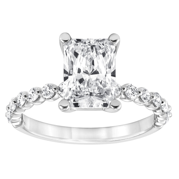 14K White Gold 1.55ct Radiant Cut Lab Grown Diamond Engagement Ring with 0.35ct Single Prong Round Diamond Accent Band. Bichsel Jewelry in Sedalia, MO. Shop online or in-store today!