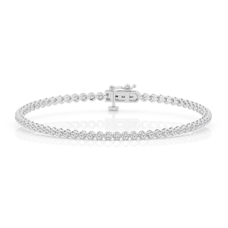 14K White Gold 1ct or 2ct Round Lab Grown Diamond Tennis Bracelet. Bichsel Jewelry in Sedalia, MO. Shop diamond styles online or in-store today!