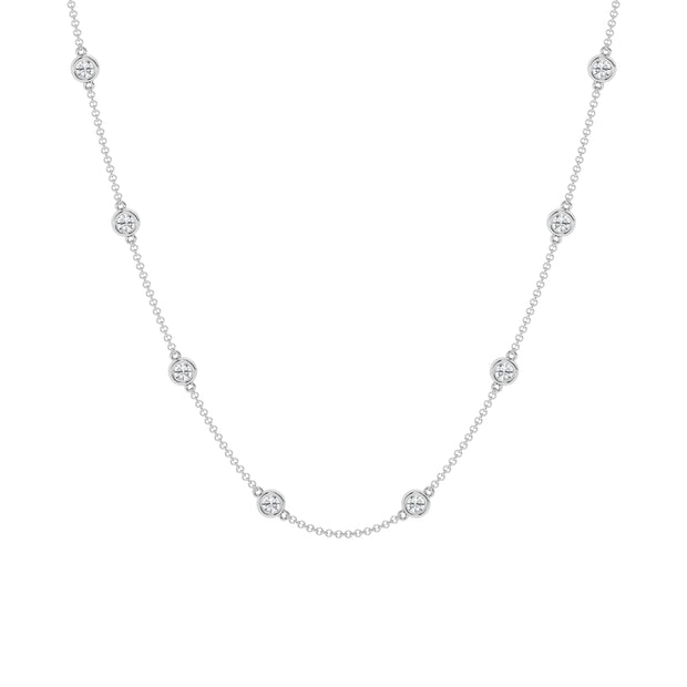 14K White Gold 3.00ct Round Lab Grown Diamond Station Necklace, 18-22 inch adjustable. Bichsel Jewelry in Sedalia, MO. Shop online or in-store!