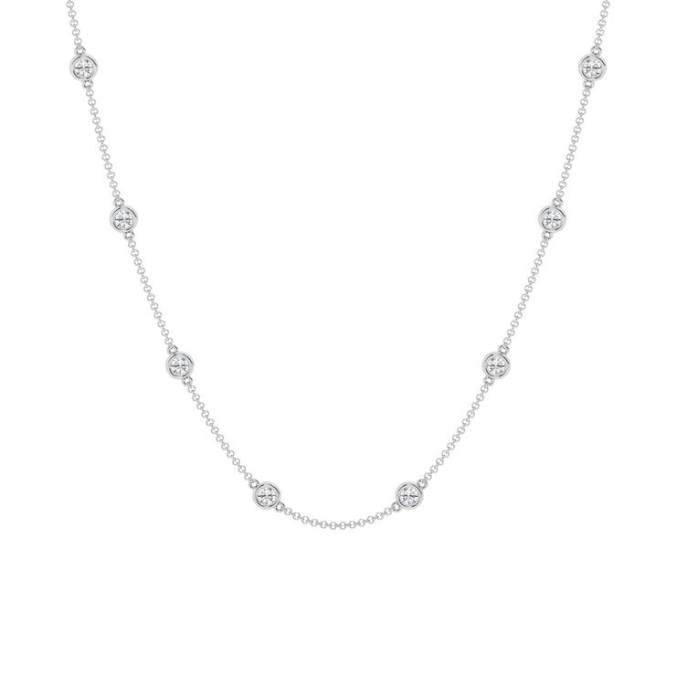 14K White Gold 3.00ct Round Lab Grown Diamond Station Necklace, 18-22 inch adjustable. Bichsel Jewelry in Sedalia, MO. Shop online or in-store!