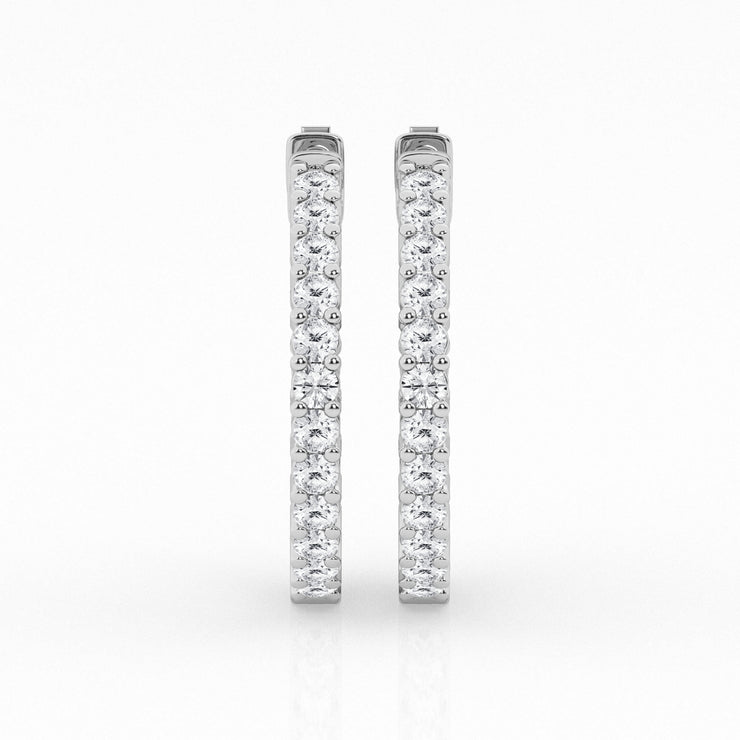 14K White Gold Round 2ct Lab Grown Diamond Inside-Out Hoop Earrings. Bichsel Jewelry in Sedalia, MO. Shop diamond styles online or in-store today!