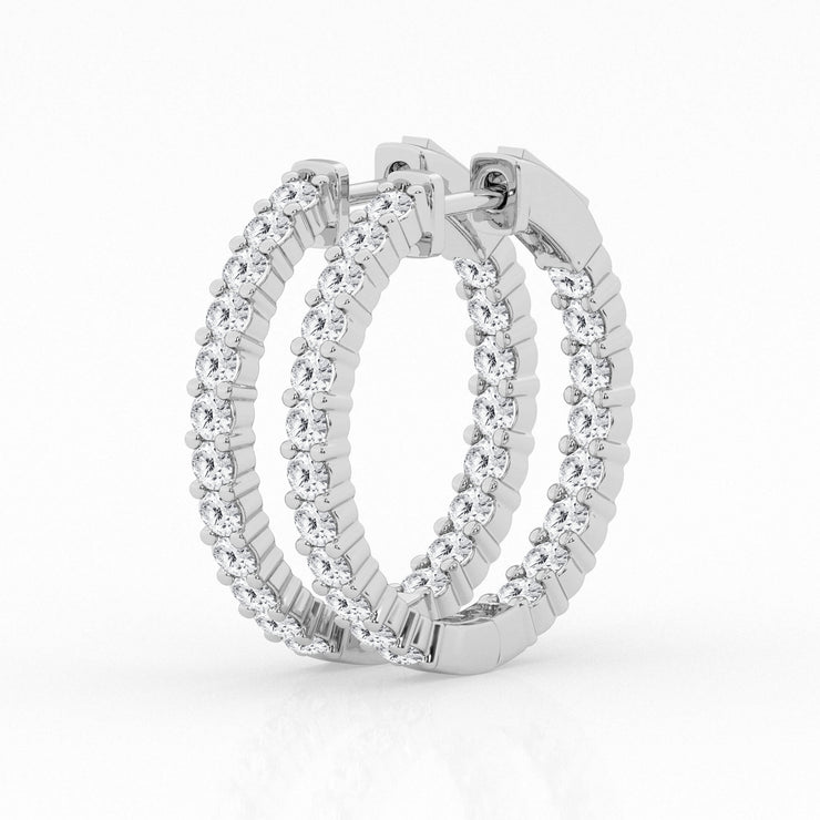 14K White Gold Round 2ct Lab Grown Diamond Inside-Out Hoop Earrings. Bichsel Jewelry in Sedalia, MO. Shop diamond styles online or in-store today!