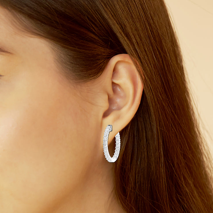 14K White Gold Round 2ct Lab Grown Diamond Inside-Out Hoop Earrings. Bichsel Jewelry in Sedalia, MO. Shop diamond styles online or in-store today!