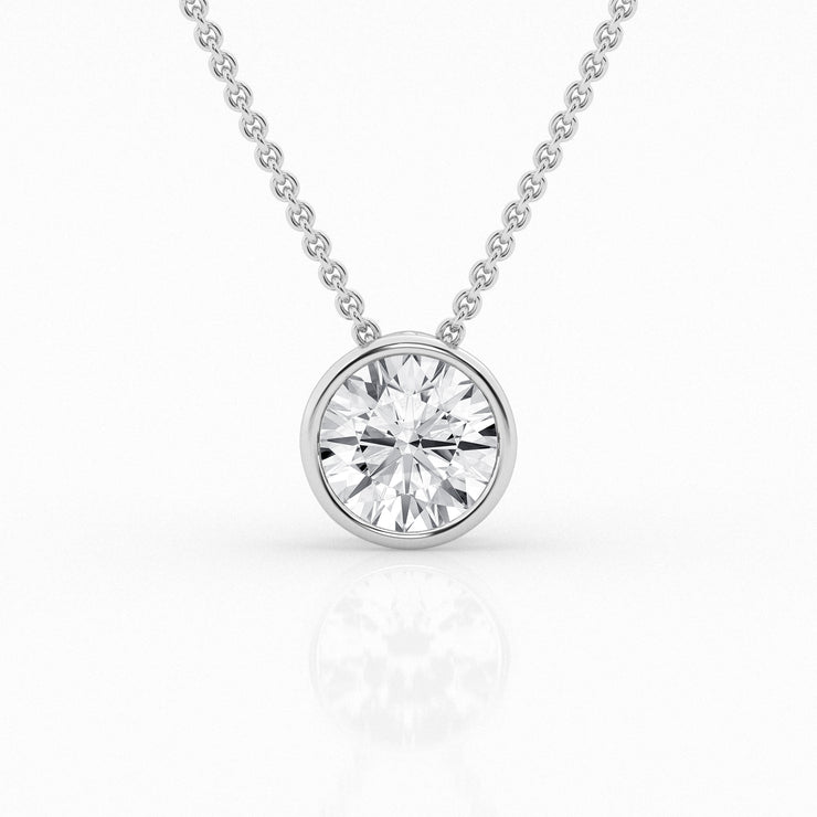 14K White Gold 2.17ct Round Lab Grown Diamond Bezel-Set Solitaire Necklace. Bichsel Jewelry in Sedalia, MO. Shop diamond styles online or in-store today!