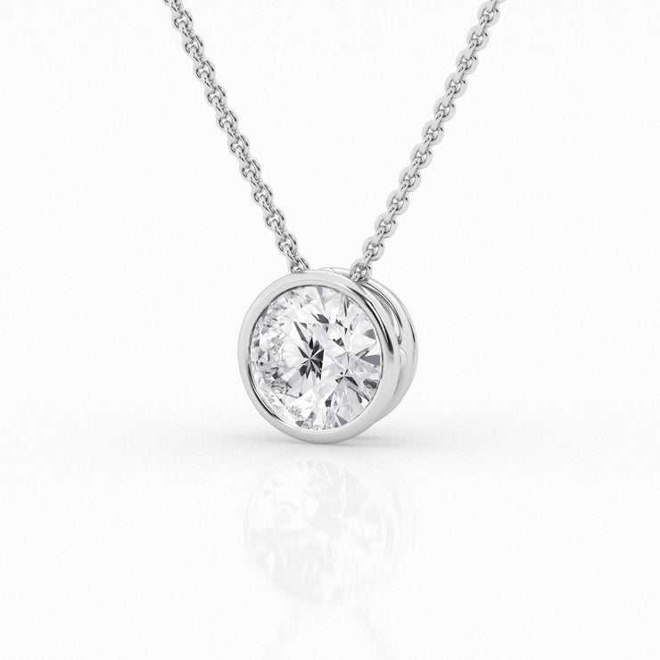 14K White Gold 2.17ct Round Lab Grown Diamond Bezel-Set Solitaire Necklace. Bichsel Jewelry in Sedalia, MO. Shop diamond styles online or in-store today!