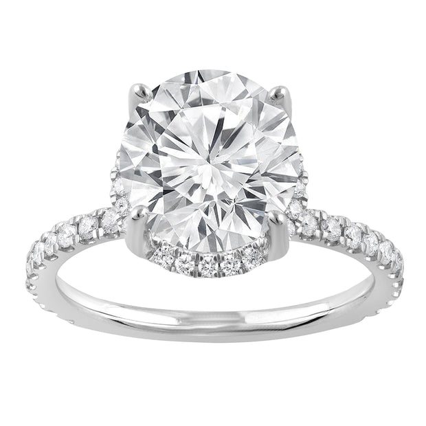 14K White Gold 3.15ct Round Lab Grown Diamond Halo Engagement Ring with Hidden Halo & Diamond Accent Band. Bichsel Jewelry in Sedalia, MO. Shop online or in-store today!