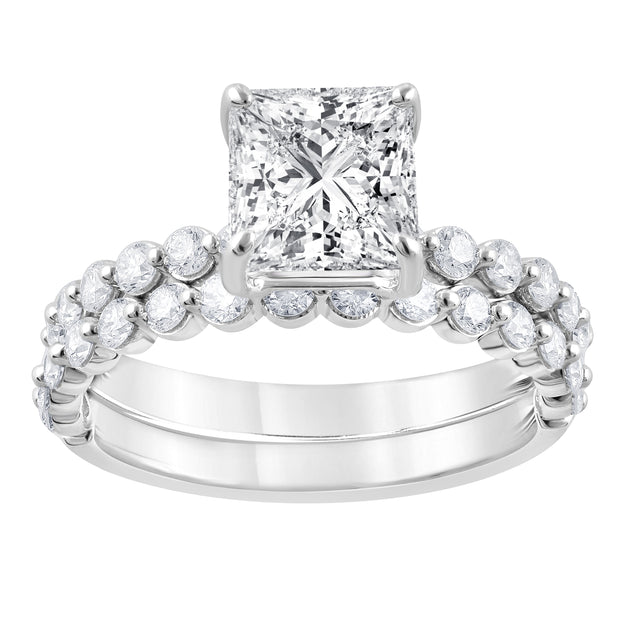 14K White Gold 1.51ct Princess Cut Lab Grown Diamond Engagement Ring with 0.38ct Single Prong Round Diamond Accent Band. Bichsel Jewelry in Sedalia, MO. Shop online or in-store today!