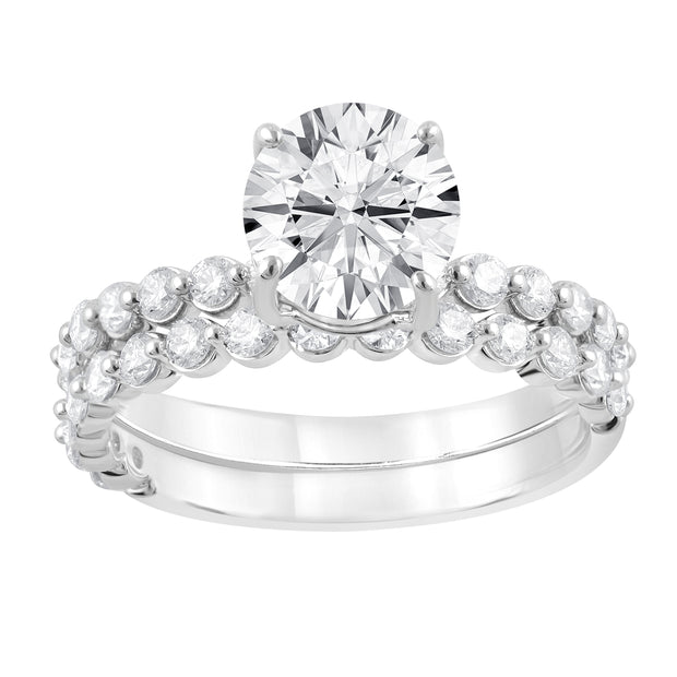 14K White Gold 1.59ct Round Lab Grown Diamond Engagement Ring with Matching Single Prong Round Diamond Band. Bichsel Jewelry in Sedalia, MO. Shop online or in-store today!