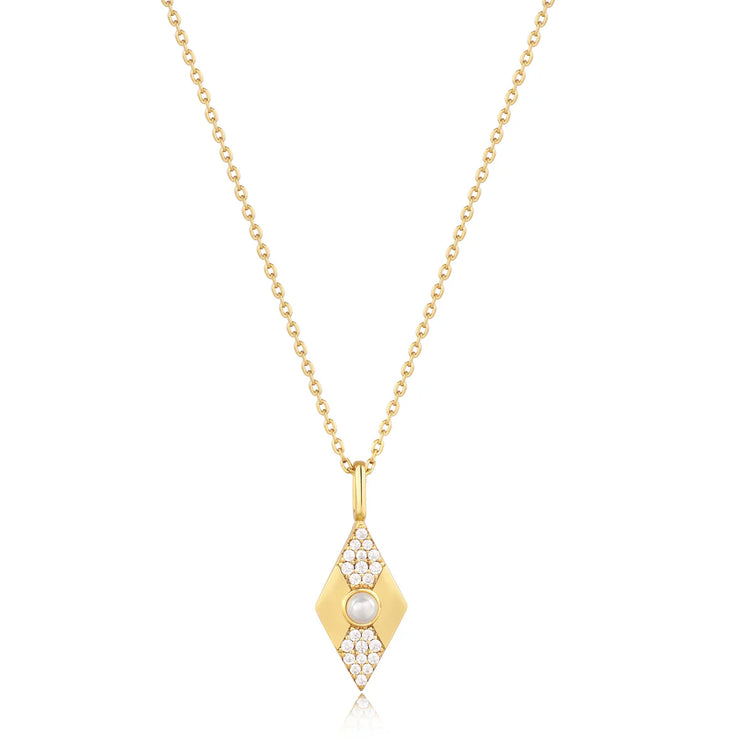 Ania Haie Vintage Art Deco-Inspired Geometric Pearl Necklace. 14K gold plated on 925 sterling silver.  Bichsel Jewelry in Sedalia, MO. Shop online or in-store today!