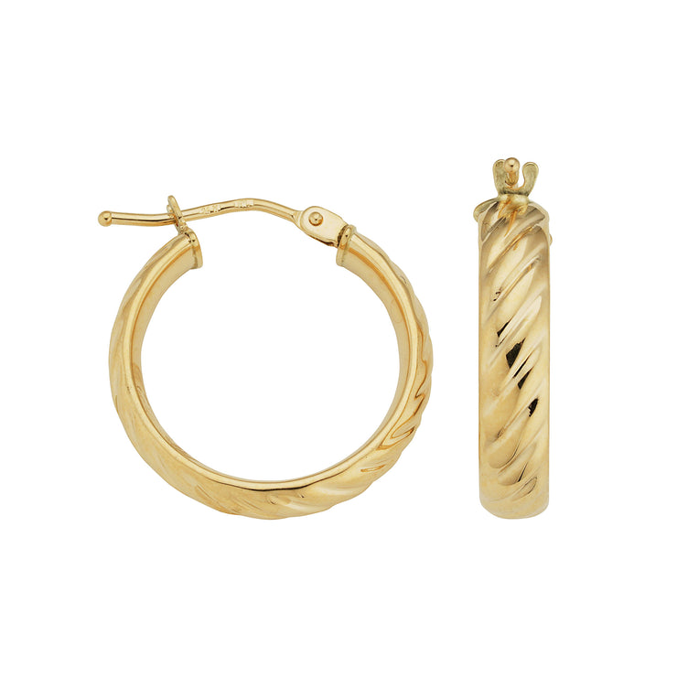 14K Yellow Gold 4x15mm Twist Hoop Earrings. Bichsel Jewelry in Sedalia, MO. Shop earring styles online or in-store today!