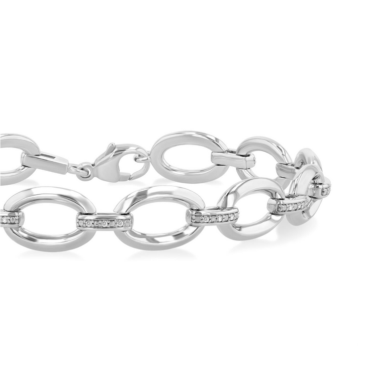 Polished Sterling Silver Bold 0.10ct Diamond Link Bracelet, 7". Bichsel Jewelry in Sedalia, MO. Shop silver and diamond jewelry online or in-store!