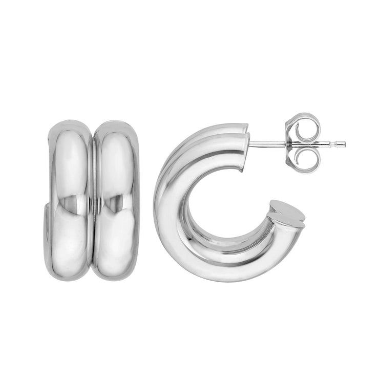 14K White Gold 15mm Polished Double Huggie Hoop Earrings. Bichsel Jewelry in Sedalia, MO. Shop trendy and timeless gold earring styles online or in-store today!