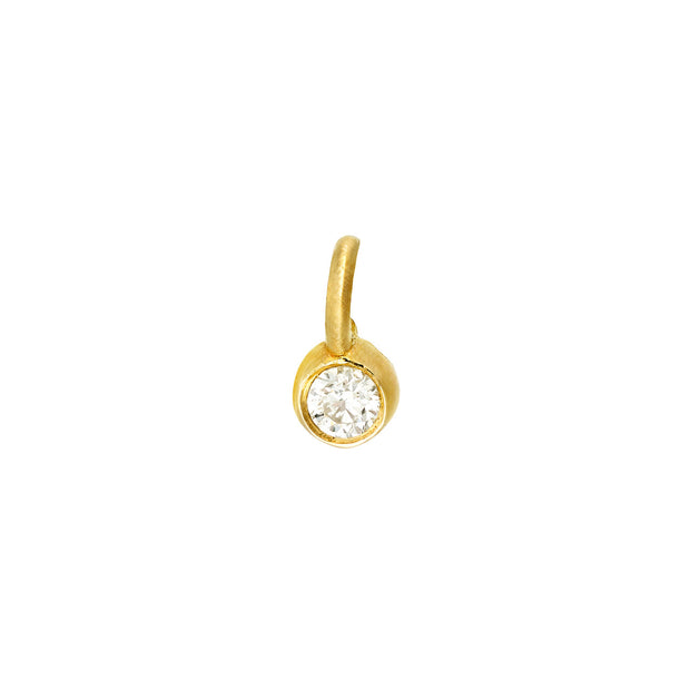 14K Yellow/White Gold Petite Diamond Bezel Dangle Charm for Permanent Bracelets. Book your permanent jewelry appointment to get it welded on to the gold chain of your choice! Bichsel Jewelry in Sedalia, MO.