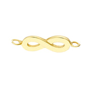 Yellow Gold Horizontal Infinity Charm for Permanent Bracelets. Book your permanent jewelry appointment to get it welded on to the gold chain of your choice! Bichsel Jewelry in Sedalia, MO.