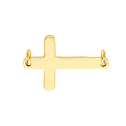 Yellow/White Gold Horizontal Cross Charm for Permanent Bracelets. Book your permanent jewelry appointment to get it welded on to the gold chain of your choice! Bichsel Jewelry in Sedalia, MO.