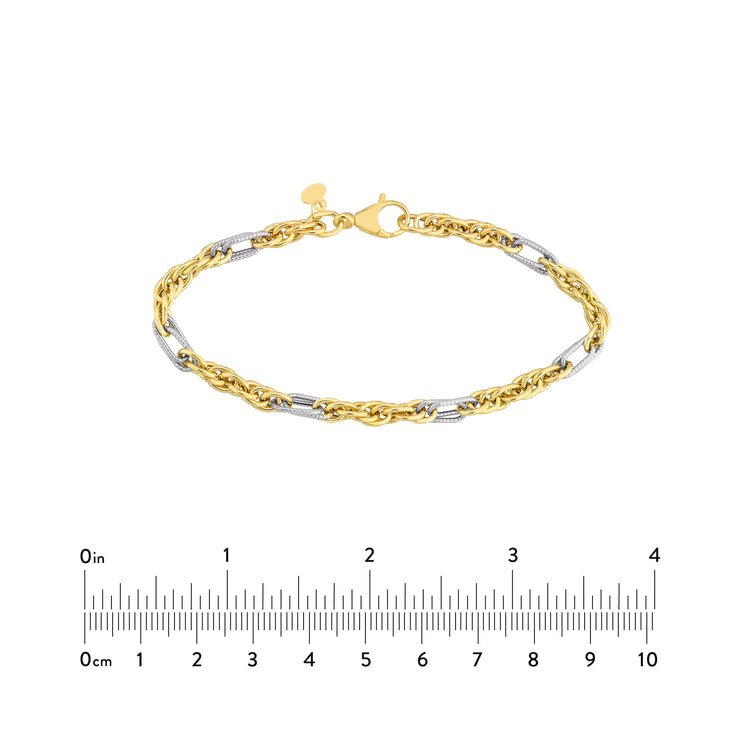 Two-Tone Mixed Rope Chain Bracelet