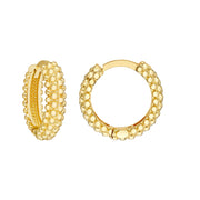 Gold Beaded Texture Huggie Hoops