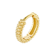 Gold Beaded Texture Huggie Hoops