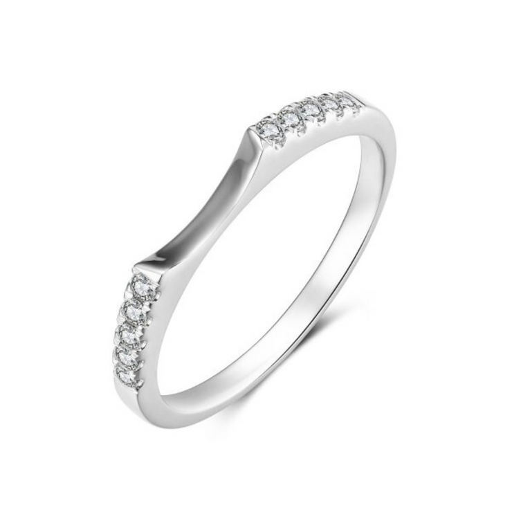 14K White Gold 0.16ct Round Diamond Band with Curved Contour Bar for Low-Set Engagement Rings. Bichsel Jewelry in Sedalia, MO. Free Preferred Jewelers Warranty.