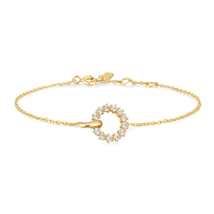 Ania Haie Interlinked Circles Pavé Bracelet. 14K Yellow Gold plated on 925 Sterling Silver with CZ stones. Bichsel Jewelry in Sedalia, MO. Shop online or in-store today!