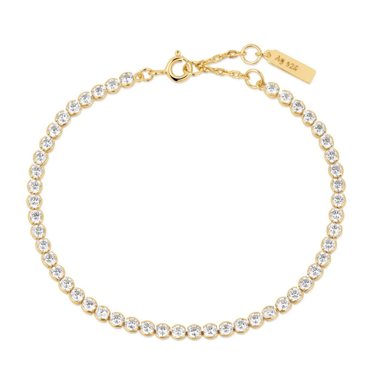 14K Yellow Gold Plated Sterling Silver Round Cubic Zirconia Bezel Set Tennis Bracelet. Bichsel Jewelry in Sedalia, MO. Shop online or in-store today!