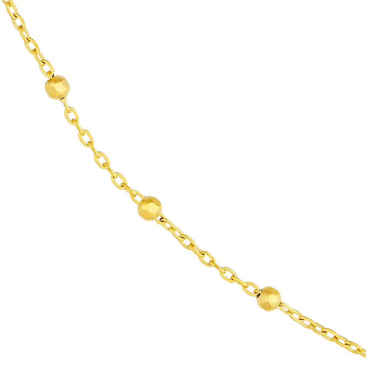 14K Yellow Gold Faceted Beaded Chain Ankle Bracelet, 9" and 10". Bichsel Jewelry in Sedalia, MO. Shop online or in-store today!