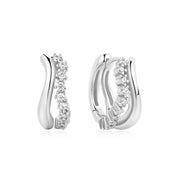 Silver Curved Sparkle Double Huggie Hoop Earrings. 925 sterling silver with CZ stones. Bichsel Jewelry in Sedalia, MO. Shop online or in-store today!