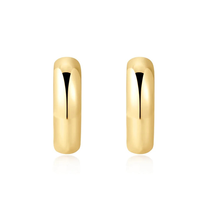 8.5mm x 3.5mm Gold Dome Huggie Hoop Earrings, 14K Yellow Gold plated on 925 Sterling Silver. Bichsel Jewelry in Sedalia, MO. Shop online or in-store!