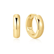 8.5mm x 3.5mm Gold Dome Huggie Hoop Earrings, 14K Yellow Gold plated on 925 Sterling Silver. Bichsel Jewelry in Sedalia, MO. Shop online or in-store!