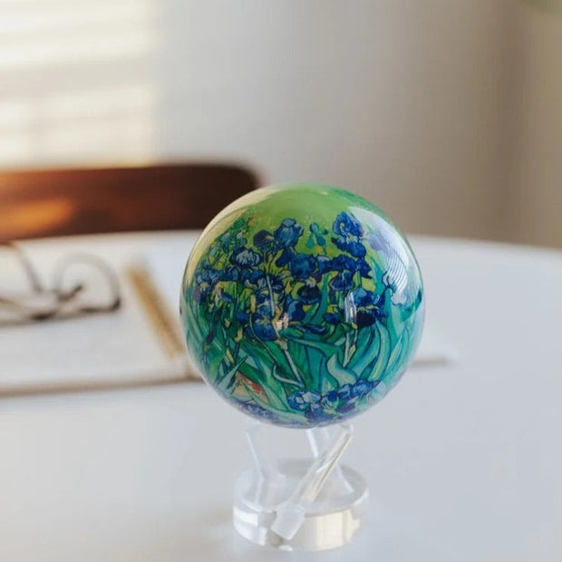 4.5" Van Gogh's Irises Painting Spinning MOVA Globe with Acrylic Base. Powered by Ambient Light & Magnets. No cords or batteries needed. Shop online or in-store today!