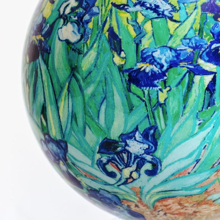 4.5" Van Gogh's Irises Painting Spinning MOVA Globe with Acrylic Base. Powered by Ambient Light & Magnets. No cords or batteries needed. Shop online or in-store today!