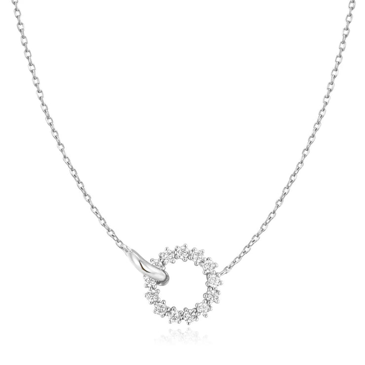 Ania Haie Silver Interlinked Circles Pave Necklace. 925 Sterling Silver with Cubic Zirconia stones. Bichsel Jewelry in Sedalia, MO. Shop online or in-store today!