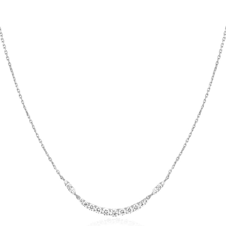 Ania Haie Silver Arc Pave Necklace. 925 Sterling Silver with Cubic Zirconia stones. Bichsel Jewelry in Sedalia, MO. Shop online or in-store today!