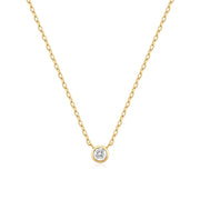 Round Solitaire Necklace, 14K Yellow Gold plated on 925 Sterling Silver with Cubic Zirconia Stone. Bichsel Jewelry in Sedalia, MO. Shop online or in-store!