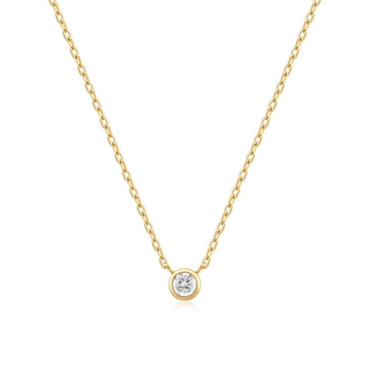 Round Solitaire Necklace, 14K Yellow Gold plated on 925 Sterling Silver with Cubic Zirconia Stone. Bichsel Jewelry in Sedalia, MO. Shop online or in-store!