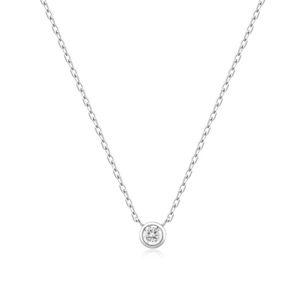 Round Solitaire Necklace, 925 Sterling Silver with Cubic Zirconia Stone. Bichsel Jewelry in Sedalia, MO. Shop online or in-store!