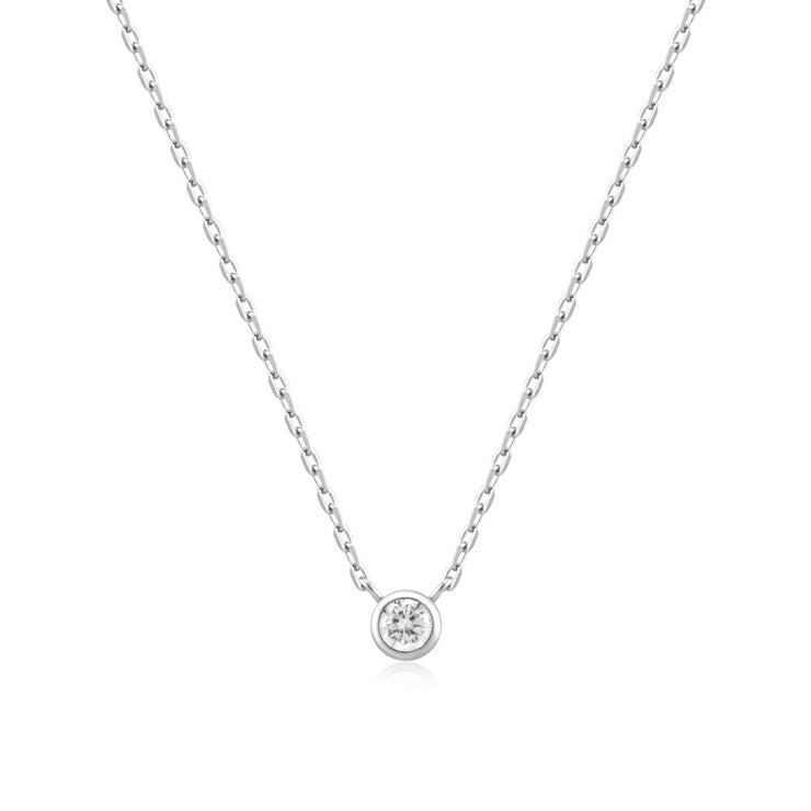 Round Solitaire Necklace, 925 Sterling Silver with Cubic Zirconia Stone. Bichsel Jewelry in Sedalia, MO. Shop online or in-store!