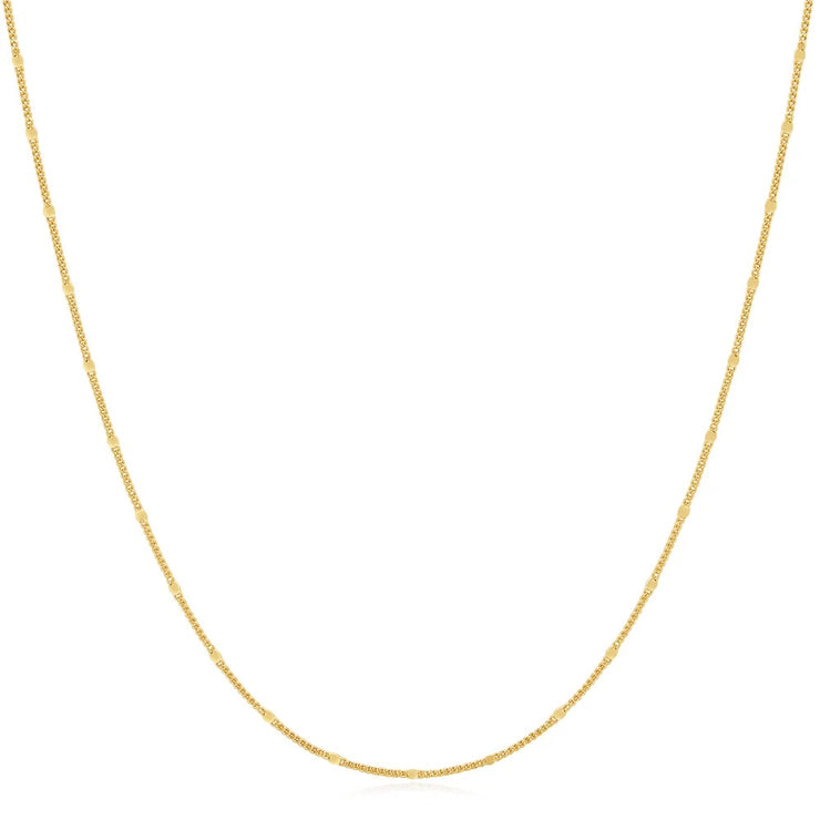 Mini Beaded Station Chain Necklace, 14K Yellow Gold plated on Sterling Silver, 16" + 3" extender. Bichsel Jewelry in Sedalia, MO. Shop online or in-store!