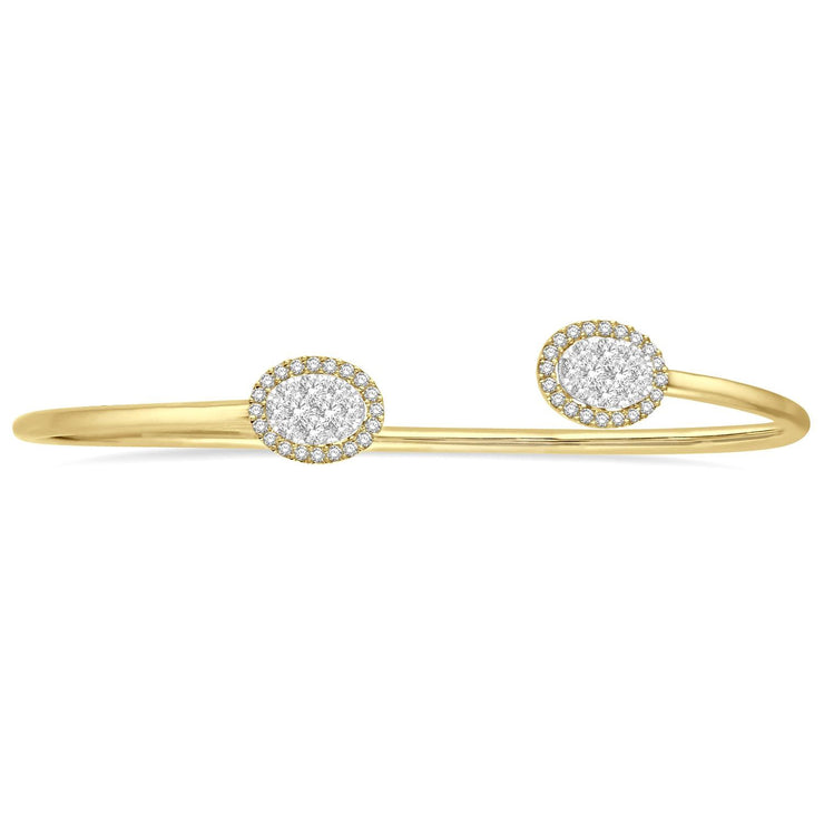 14K Yellow Gold 0.60ct Lovebright Oval Shape Diamond Flexible Open Cuff Bangle Bracelet. Bichsel Jewelry in Sedalia, MO. Shop online or in-store today!