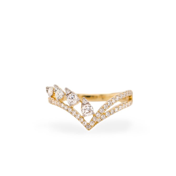 Buy V Shape Diamond Solid Gold Ring, V Shape Wedding Band Ring, Chevron  Diamond Ring, Bridal Jewelry, Stackable Rings, Geometric Rose White Ring  Online in India - Etsy